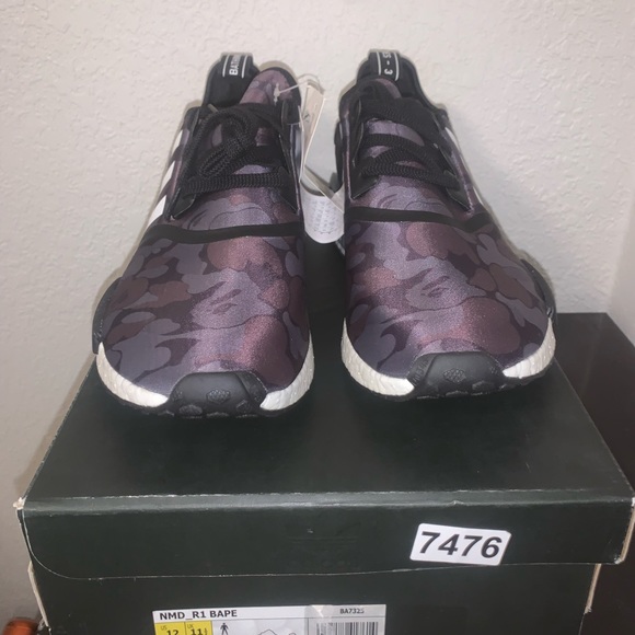 A BATHING APE X ADIDAS NMD R1 BLACK CAMO SIZE 12M - Picture 7 of 7